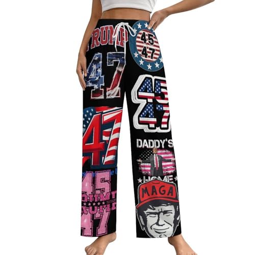 PIVUWXOB Trump Womens Pajama Pants Loose Sleep Bottoms Soft Pj Pants XL