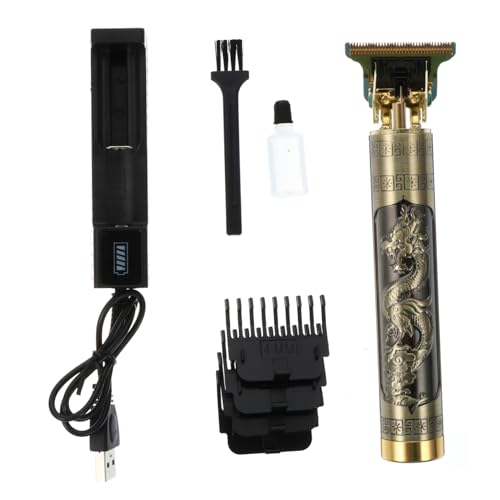 MERRYHAPY Cortapelos Eléctrico Retro para Barbero Recortadora de Barba Profesional con Batería Recargable Peines Guía Aceite y Cepillo Kit Completo para Corte Rápido y Silencioso Casa Color