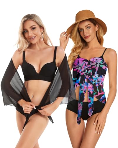 Image of CHICGAL 2 Pieces Women Beach Sarong Bathing Suit Wrap Skirt Sheer Bikini Swimsuit Cover Ups for Swimwear