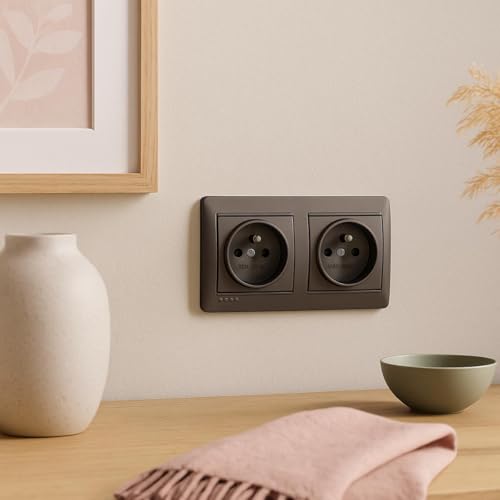 Base de enchufe Solera Mural 2p+t Grafito 16 A 250 V Doble