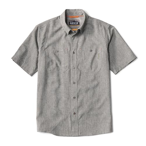 Orvis Tech Chambray Short-Sleeve Work Shirts for Men with Thermal Regulation, Scent and UPF 40 Sun Protection, Moss - Small