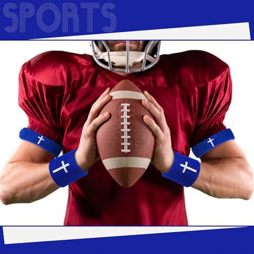 Image of Soulchen 4 pcs Cross Bicep Bands Wrist Bands Christian Arm Sweat Wristbands Absorbent Armband for Men Women Football Baseball Players Sports Activities Supplies