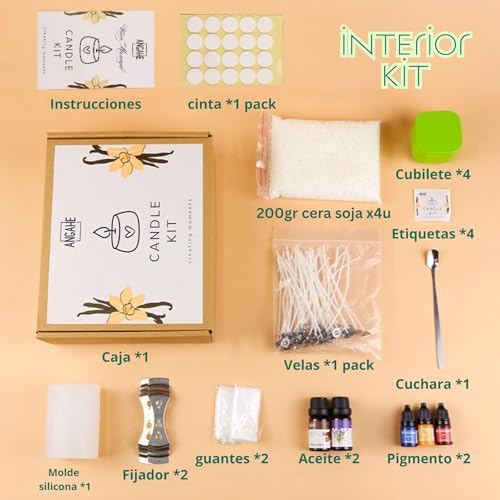 Miniatura 2 de Angahe Creating Moments Kit Para Hacer Velas Aromáticas Con Cera De Soja Candle Making Kit Completo Con Moldes, Mechas Y Esencias Kit Manualidades Adultos Para Fabricación De Velas Caseras.