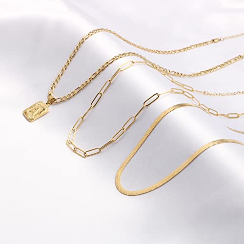Joycuff Initial K Layered Initial Necklaces For Women 18K Gold Plated Figaro Chain With Pendant Letter Necklace For Girl Sister Friends Mom Daughter Handmade Jewelry #TOP3