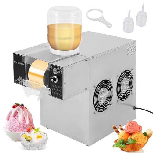 Speiseeisbereiter Schneeflocken Eisbereiter, 750W/360W Kommerzieller Softeismaschine, Geschwindigkeit Einstellbar, Automatischer Elektrischer Eiszerkleinerer für Restaurants, Supermärkte (120kg/24h)