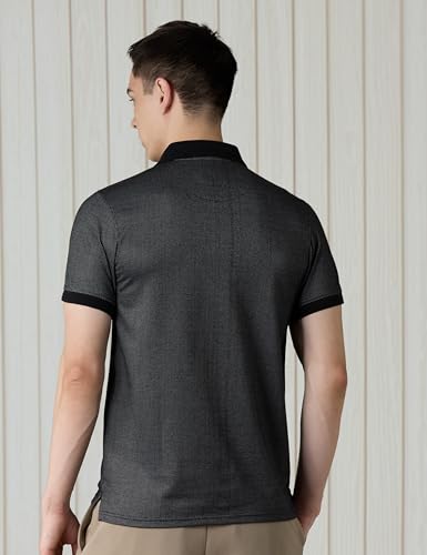 Image of Amazon Brand - Symbol Men Regular Fit Textured Jacquard Polo| Half Sleeves | Available in Plus Size