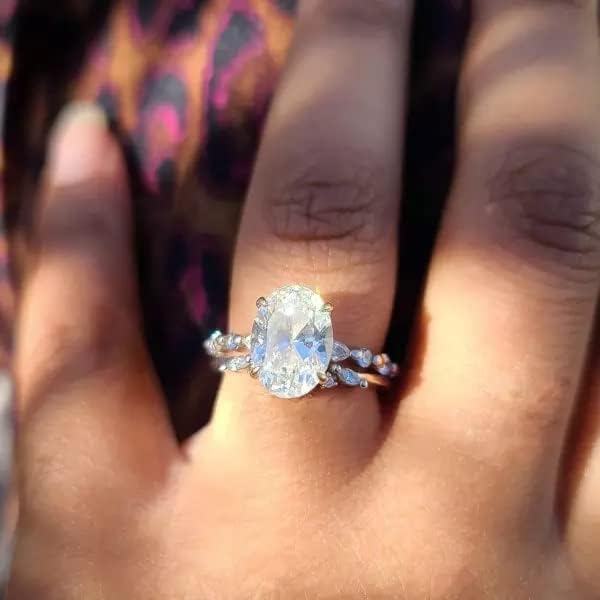 Engagement Ring 2.3 ct. tw. Oval Cut Moissanite Engagement Rings for Women Platinum Plated Silver4