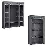 SONGMICS Closet Wardrobe and Portable Closet Bundle, Clothes Rail with Non-Woven Fabric Cover, Portable Closet with 6 Shelves, Metal Frame, Gray ULSF03G and URYG84GY