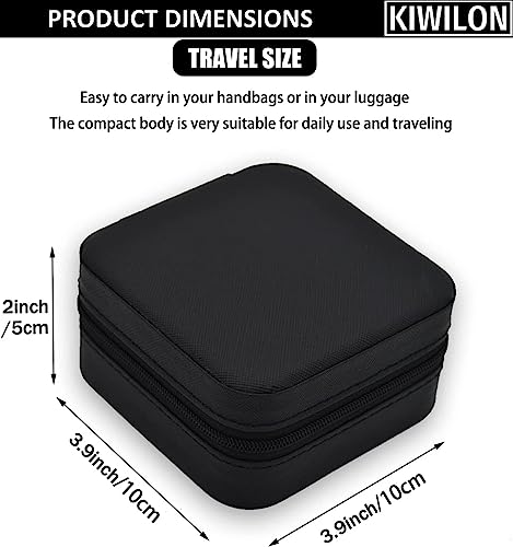 Image of 14 Slots Travel Jewelry Organizer Box for Women | Jewellery Storage Case with Ring Holder, Necklace Hooks & Removable Dividers | Mini Vanity Box for Earrings, Rings & Accessories - Black