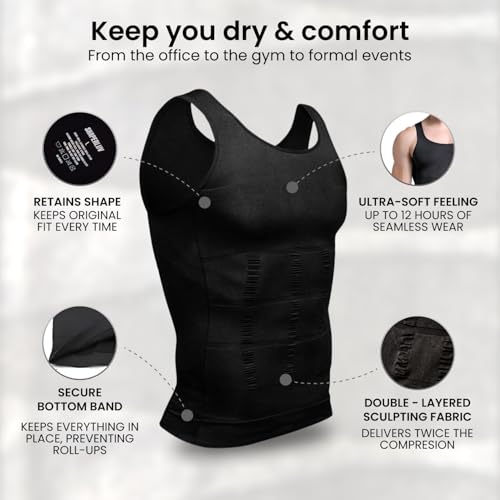 Image of SHAPERLUV Mens Compression Shirt Tank Top 2.0 Sleeveless Body Shaper - Compression Shirts for Men Shapewear Undershirt