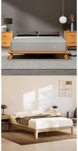 Siena 14” Cal King Mattress & 2 Bonus Pillows with Bamboo Bed Frame - Natural Color - Medium Firm Memory Foam - Premium Pressure Relieving Layers - Easy Tool Free Set Up - Holds Up to 800 Pounds