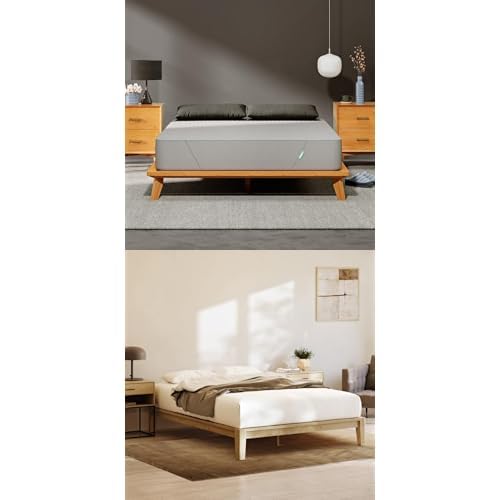 Siena 14” Cal King Mattress & 2 Bonus Pillows with Bamboo Bed Frame - Natural Color - Medium Firm Memory Foam - Premium Pressure Relieving Layers - Easy Tool Free Set Up - Holds Up to 800 Pounds