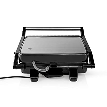 Nedis - Kontakt Grill - Automatischer Temperaturkontrolle - Höhenverstellbares Scharniersystem - Tischgrill-Funktion - Cool-Touch-Griff - Abtropfschale - 29 x 23 cm - Edelstahl/Kunststoff – Bild 6