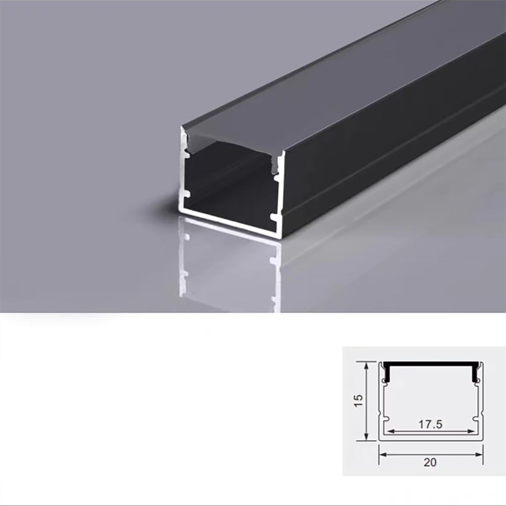 Difusor LED de perfil de aluminio en forma de U para tiras de luz, 6 metros de longitud, cubierta blanca lechosa, ideal para sistemas de iluminación de riel