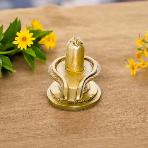 Image of SHANTI Brass Shivling for Home Puja, Shiva Lingam for Temple, Office Desk, Gift & Decor (SL3595)