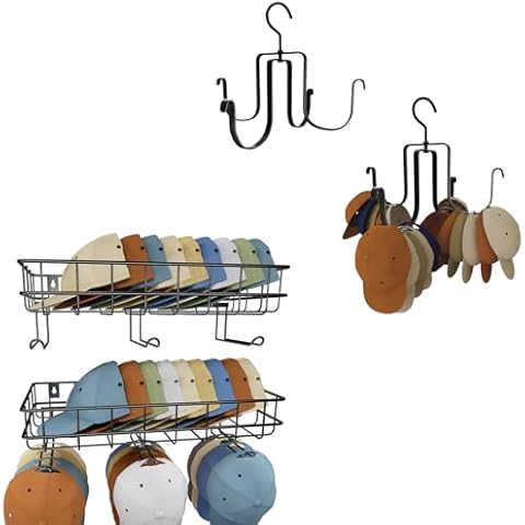 XRMAO Metal Hat Racks and 2PCS Hat Hangers for Baseball Caps Cover