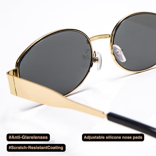 Trendy Oval Sunglasses Stylish Shades for Everyday Retro Metal Frames3