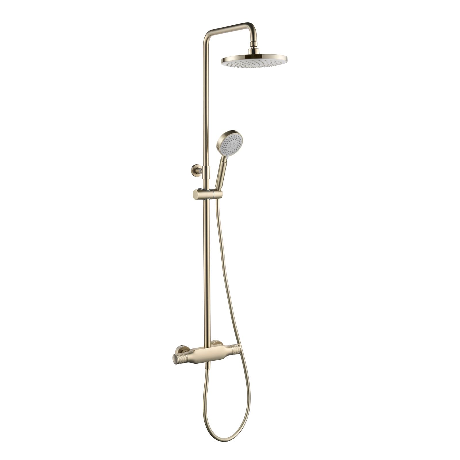 Kit de ducha de lluvia para regular altura fácil con grifo mezclador oro cepillado