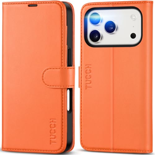 TUCCH Wallet Folio Case for iPhone 17 Pro (6.3) 2025 Orange