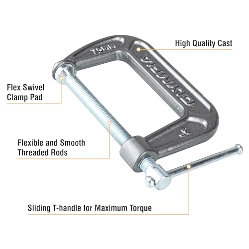 Image of Olympia Tools Heavy Duty Cast Iron C-Clamps with 3-Inch Jaw Opening and 2-Inch Throat, 36 Pack