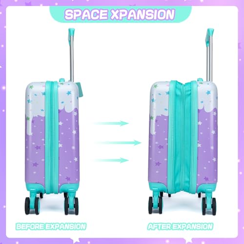 Cute Cat Kid’s Luggage Set 5 Piece Suitcase Set 16’’ Hardside Luggage with Spinner Wheels Girls Boys Carry on Toddler Luggage Travel Rolling Luggage Carry on Luggage Airline Approved - Image 4