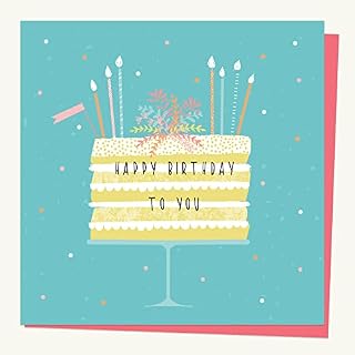 Cute Turquoise Birthday Card for Adult Female - Summer Pastels - Cake Stand. Gorgeous Design, Celebration, Bright. Envelope Included. Beautiful Design, Birthday Cake Card, Pretty. (3450)