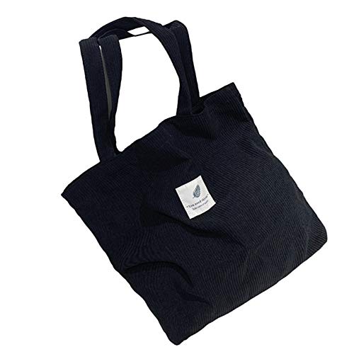 ZXDDD Sac fourre-Tout en Velours côtelé Sac à Main à bandoulière Souple pour Femmes Shopping Voyage épaule Sac à bandoulière Sac à bandoulière décontracté Chic Sacs,Noir Cover