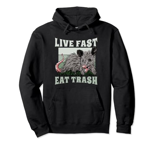 Camiseta Live Fast Eat Trash Funny Possum Retro Opossum Sudadera con Capucha