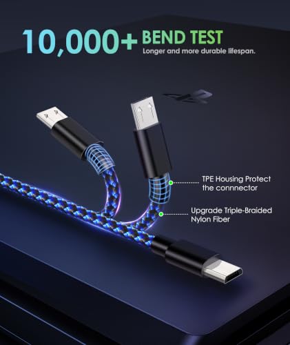 Image of Micro USB Charging Cable 6FT, Nylon Braided Fast Charger & Data Sync Cord