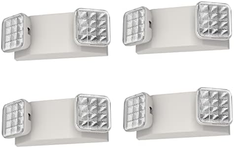 SPECTSUN 4 Packs Emergency Light White, Commercial Emergency Light with Battery Backup, Emergency Sign with Light/Led Emergency Light/Emergency Light Fixture/Emergency Light Home -(Square Head)