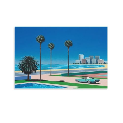 永井博 夏の日 ビーチの風景ポスター パネル キャンバス 壁アート ホームアートワーク すぐに掛けられます12x18inch(30x45cm)