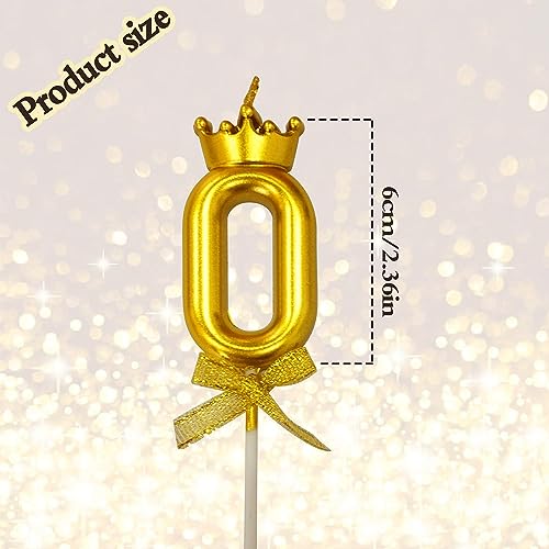 Image of 2 Pc 30 Number Candle for Birthday Cake Metallic 30th Birthday Cake Decoration Thirty Candle with Crown on Top Cake Topper 0-9 Number Candles for Anniversary (Pack of 2, Gold)