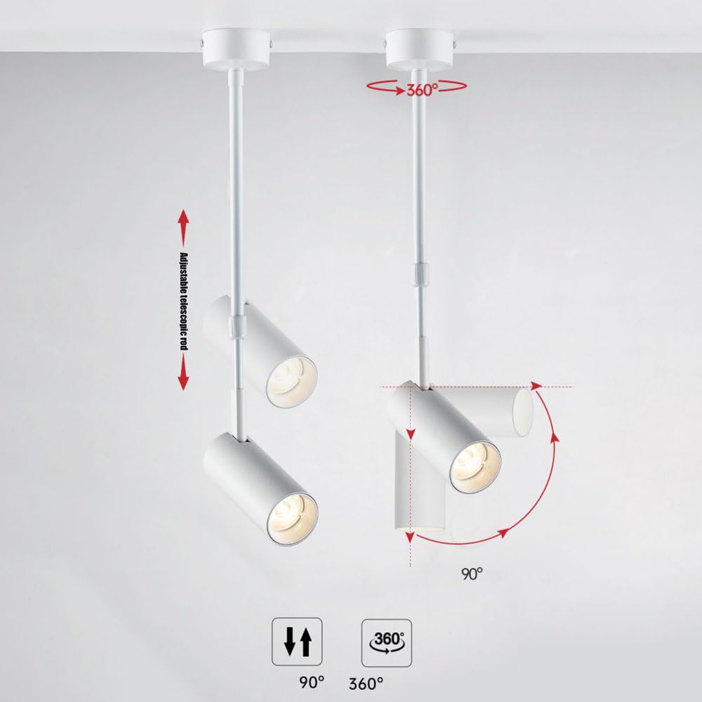 Plafonnier LED Moderne pour Cuisine, Spots encastrés en saillie, éclairage orientable, Tige Longue avec Tige télescopique