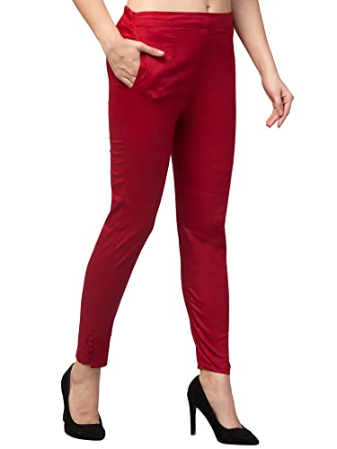 Image of Qute Women's Regular Fit Cotton Blend Casual Trousers (Pack of 1)
