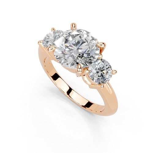 1-5 Carat 14K 18K Gold Platinum Round Cut 4 Prong Three Stone Lab Grown Diamond Ring, Engagement, Anniversary, Wedding, IGI Certified, Promise Rings for Women (1-5 Ct, F-G Color, VS1-VS2 Clarity)