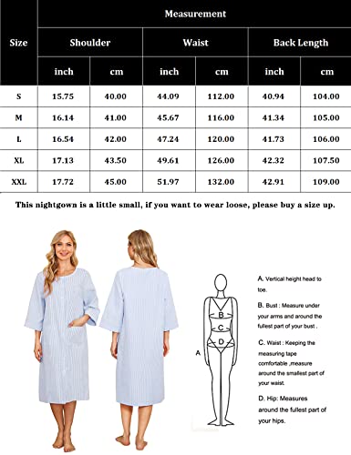 Bloggerlove Cotton Nightgowns For Women Housecoats Snap Front House Dress Duster Mumu Dresses Button Up Lounger Dress Lightweight Robe Blue S #TOP4