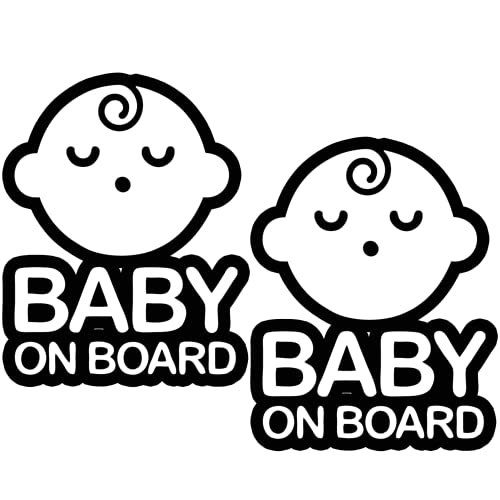 Image of TOTOMO Baby on Board Sticker for Car - Window Decal, Bumper Sign for New Parents, Durable Waterproof Safety Warning Sign for SUV Truck Minivan - Sleeping Boy, 2 Pack