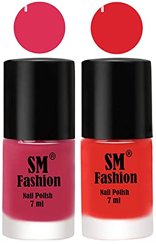 Image of Long Lasting Nail Polish | Nail Paint Combo 7 ml Each) - Set of 2 Dusty Pink-Candy Orange