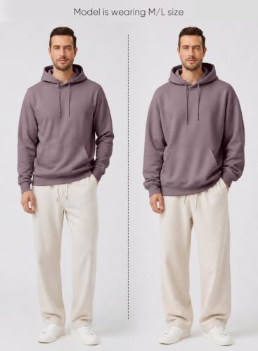 Image of JMIERR Mens Fleece Lined Hoodie Pullover Drawstring Pocket Winter Warm | Cozy fleece-lined pullover, adjustable drawstring hood, kangaroo pocket, regular fit, machine wash