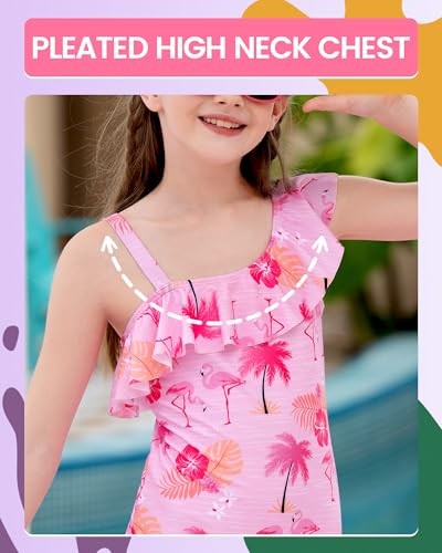Angel season Girls One Piece Swimsuits Teens Bathing Suit Straps Kids Cute Swimwear with UPF 50+ Daisy Halter Size 7-143