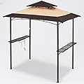 MASTERCANOPY 8 x 5 Grill Gazebo Outdoor BBQ Gazebo Canopy with 2 LED Lights (Brown Stitching Khaki)