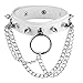 JEATHA Damen Kunstleder Halsband Halskette mit Nieten Spielzeug Choker Kragen Einstellbar Lederkette für Erwachsene Kostümzubehör Rot/Schwarz/Weiß Weiß B One Size
