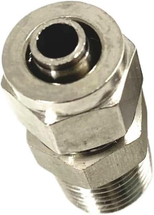 Quick Union Connector for PU PTFE Tube, 304 Stainless Steel NPT Male Thread Fitting, 1 Piece(10mmx6.5mmx1/4inch)