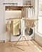 SONGMICS Clothes Drying Rack Foldable, Rotary Tripod Laundry Drying Rack, Rotatable Portable Floor Standing Clothes Airer, Laundry Room Balcony, 16 Pull-Out Wood Arms, Natural Color ULLR530YW01