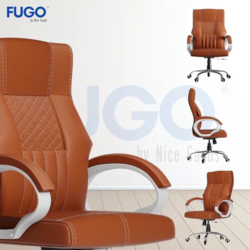 Image of FUGO FG21 Ergonomic Office Chair,Adjustable Height,Cushioned Back&Seat,Tilting Mechanism,Heavy Duty Metal Base,Dual Nylon Casters,Comfortable Desk Chair for Work,Home Office,3-Year Warranty(Tan)