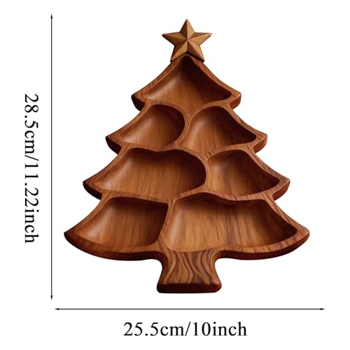 Plateau de Noël en bois en forme de sapin pour vos apéritifs festifs en famille