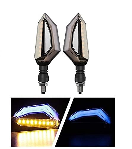 Kozdiko Front & Rear Side D Shape Yellow & Blue Motorcycle Bike Indicator Lights Turn Signal Bilnkers Light Set of 2 For TVS NTORQ 125-image-47