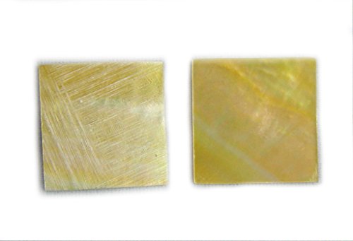 Yuan's 25 Pcs 1.5Cm(0.59'') Square Sea Yellow Mother Of Pearl Mop Shell. One Or Two Side Polished. (1.5Cm(0.59'') X25 Pieces, Yellow Mother Of Pearl) #TOP3