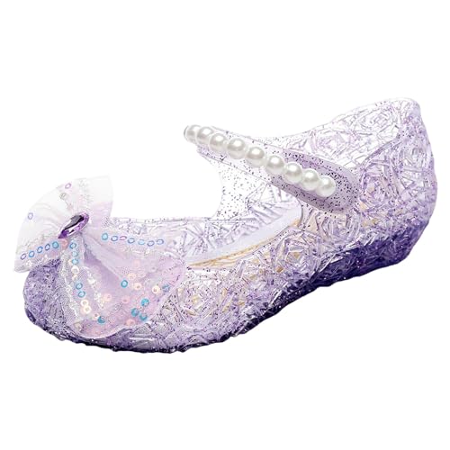 Jelly Shoes for Girls Kids Toddler Princess Dress Up Sandals Birthday Party Sequin Bow Pearls Strap Mary Jane Shoes