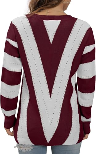 Pullover Damen V-Ausschnitt Langarm Strickpullover Damen V-Form Gestreiftes Pulli Damen – Bild 6